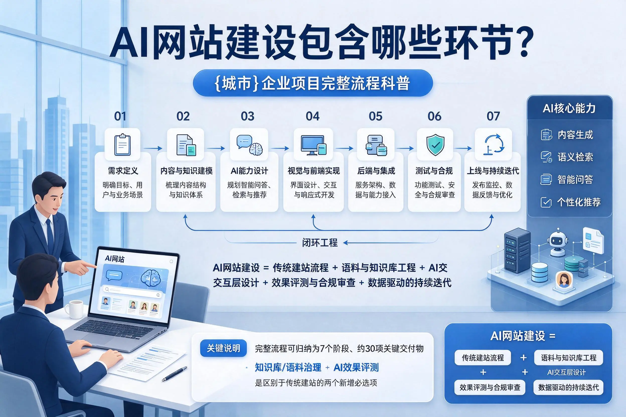 AI网站建设包含哪些环节?镇江企业项目完整流程科普