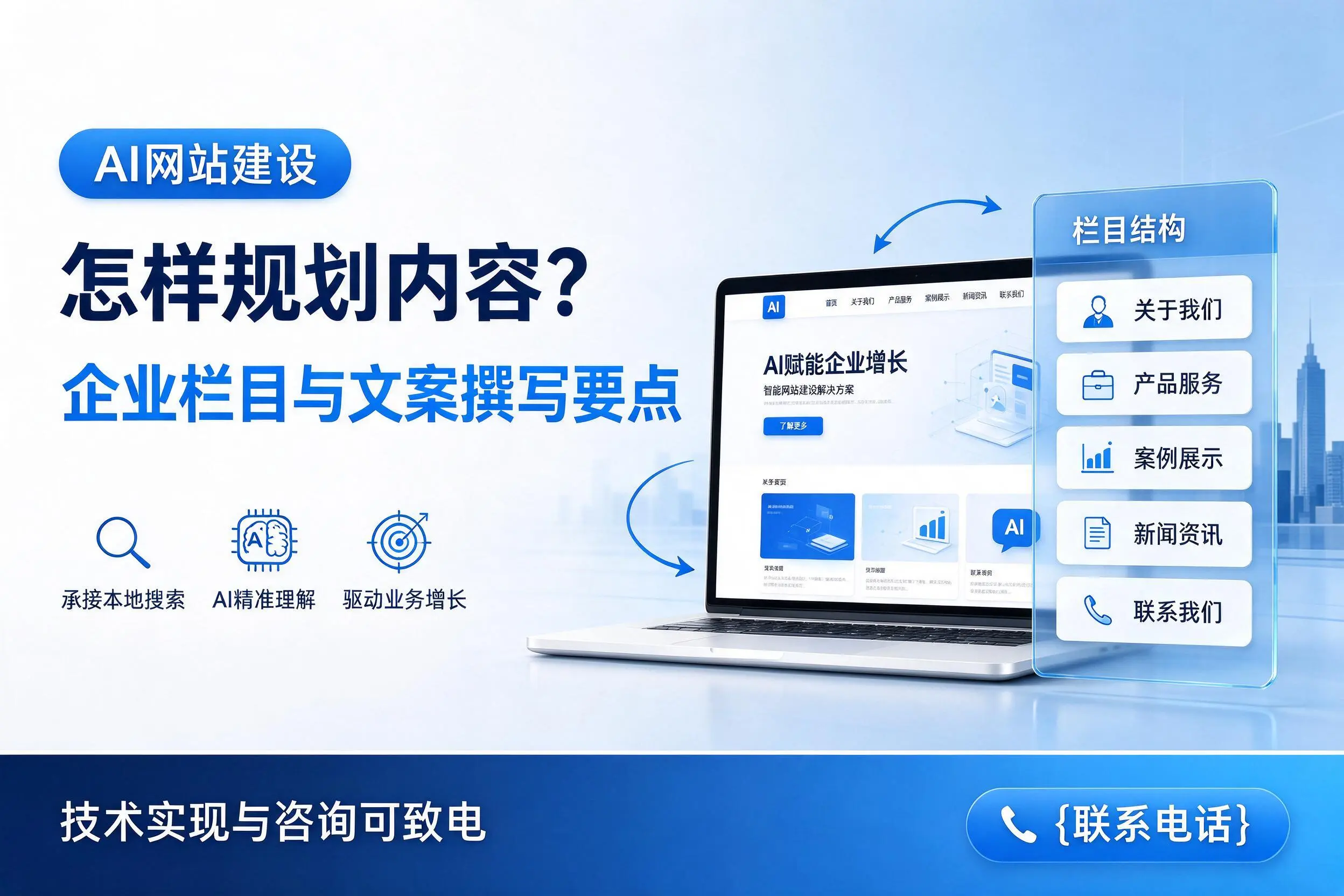 AI网站建设怎样规划内容?镇江企业栏目与文案撰写要点